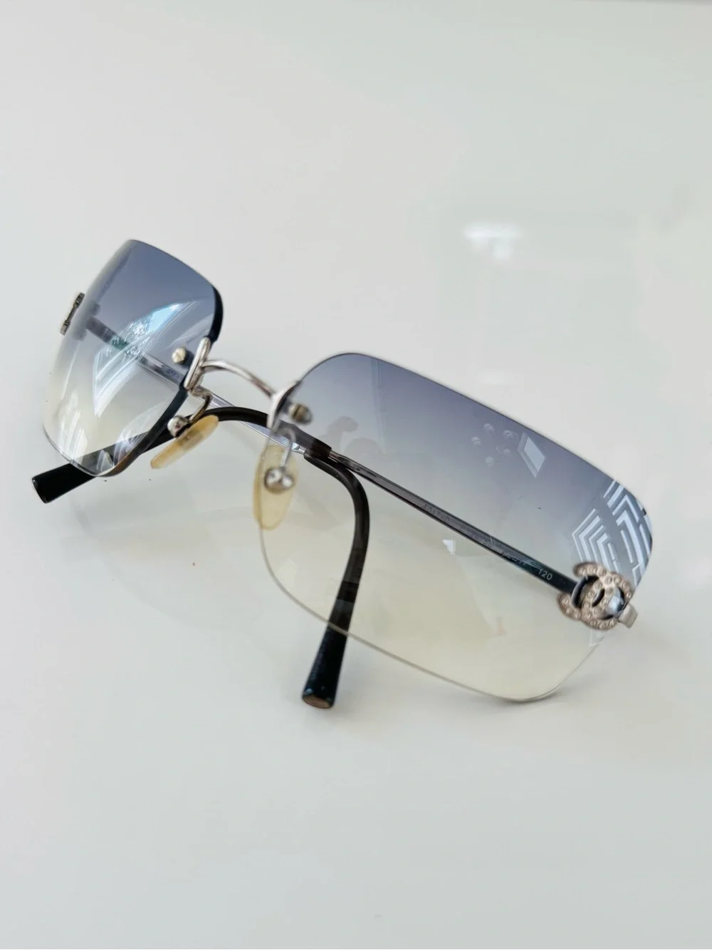 Extremely RARE 🦋 Authentic Chanel light blue rimless CC sunglasses✨